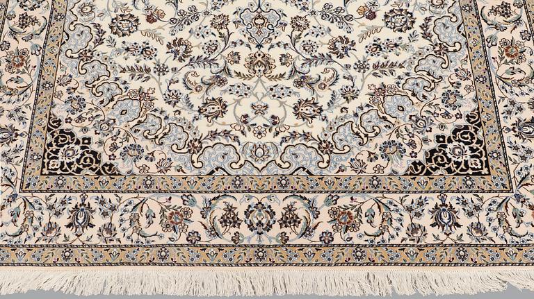 A part silk Nain carpet, so called 6 LAA, signed Akhavan, c 240 x 154 cm.