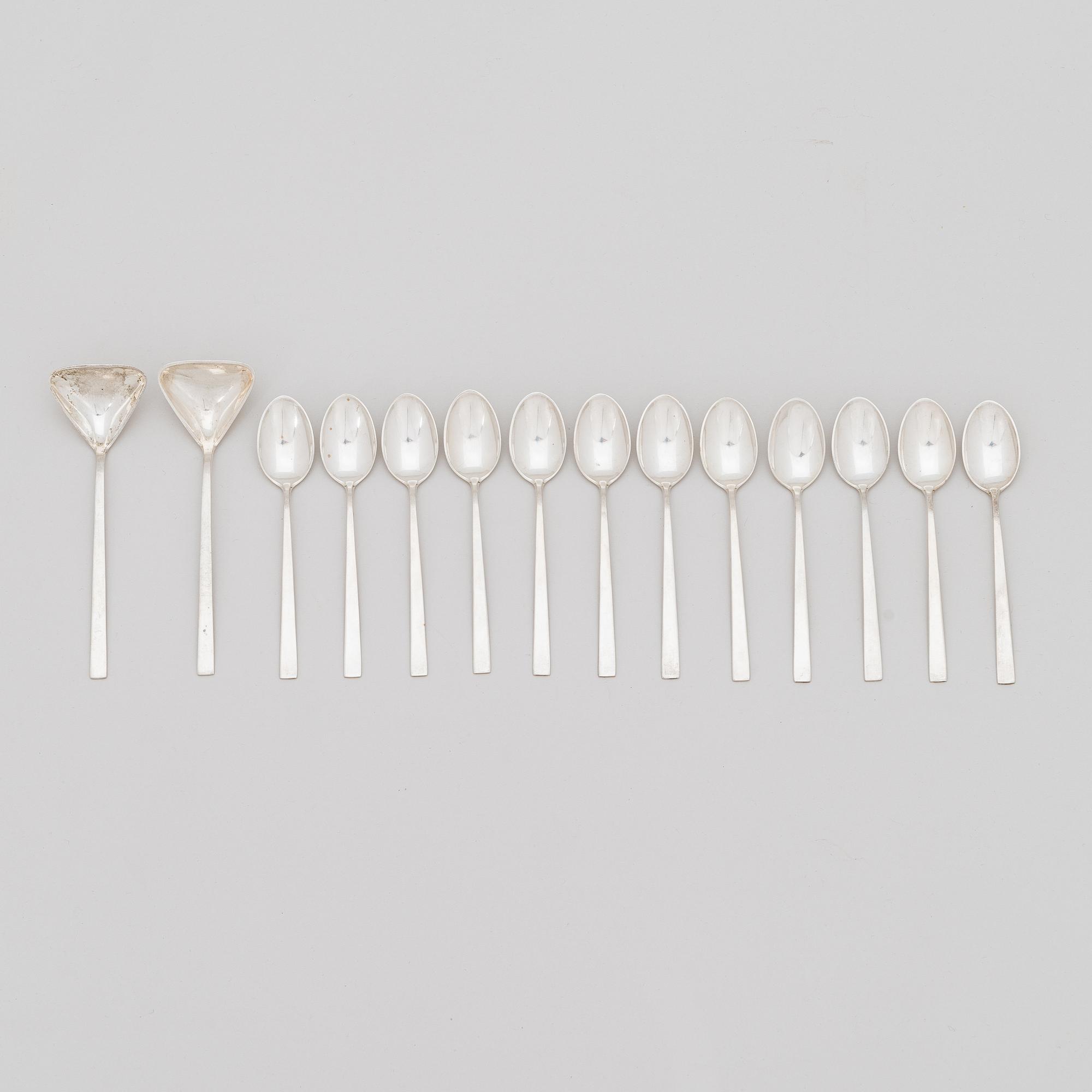 Bertel Gardberg, a 110-piece set of "Birgitta" silver cutlery, marked BG, Hopeatehdas oy, Helsinki 1956-65.