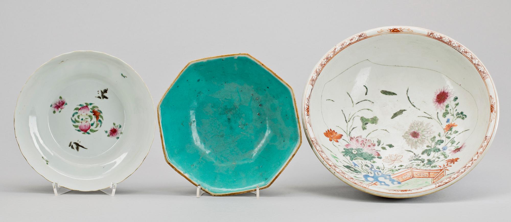 SKÅLAR, 3 st, porslin, Kina, 1800-tal.