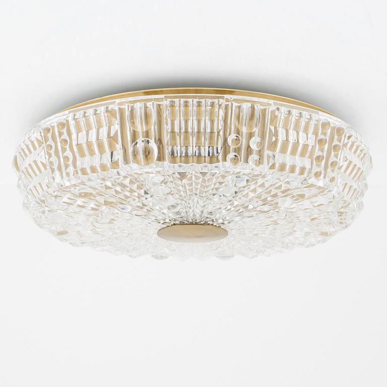 A glass and metal ceiling light by Carl Fagerlund for Orrefors, second half of the 20th century.