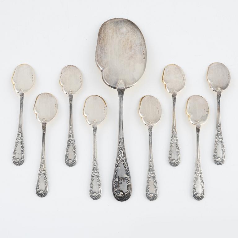 Joseph Rubin, 9 silver cutlery pieces, Tallinn, Estonia, 1922-1939.