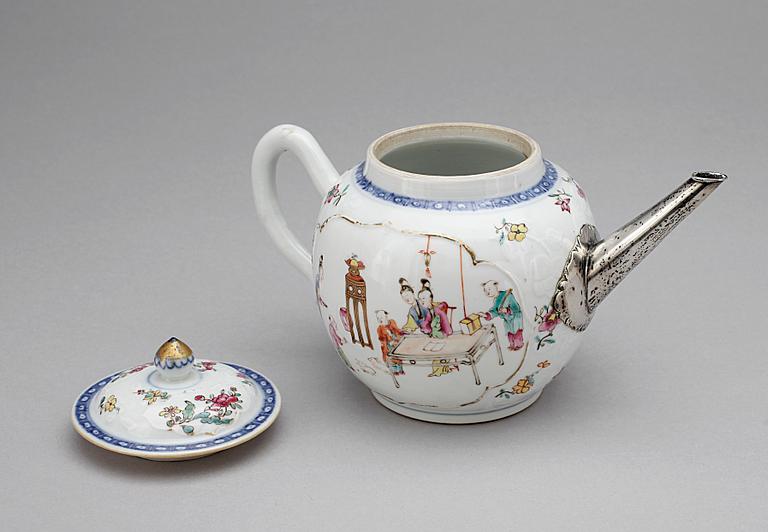 TEKANNA,  porslin/silver,  Qianlong, Kina,  1700-tal.