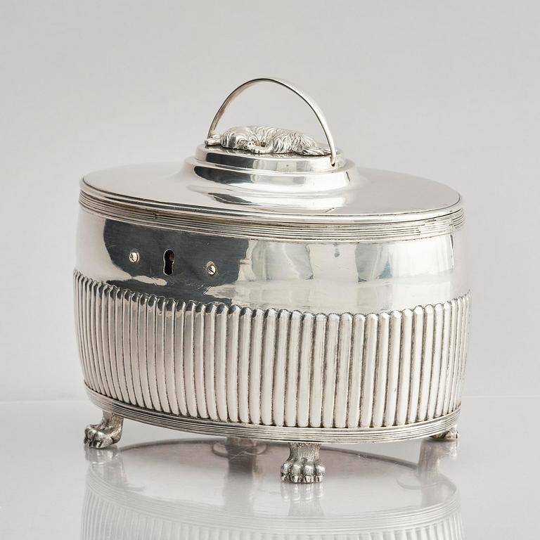 A Swedish early 19th century silver sugar casket, mark of Gustaf Folcker, Stockholm 1818.