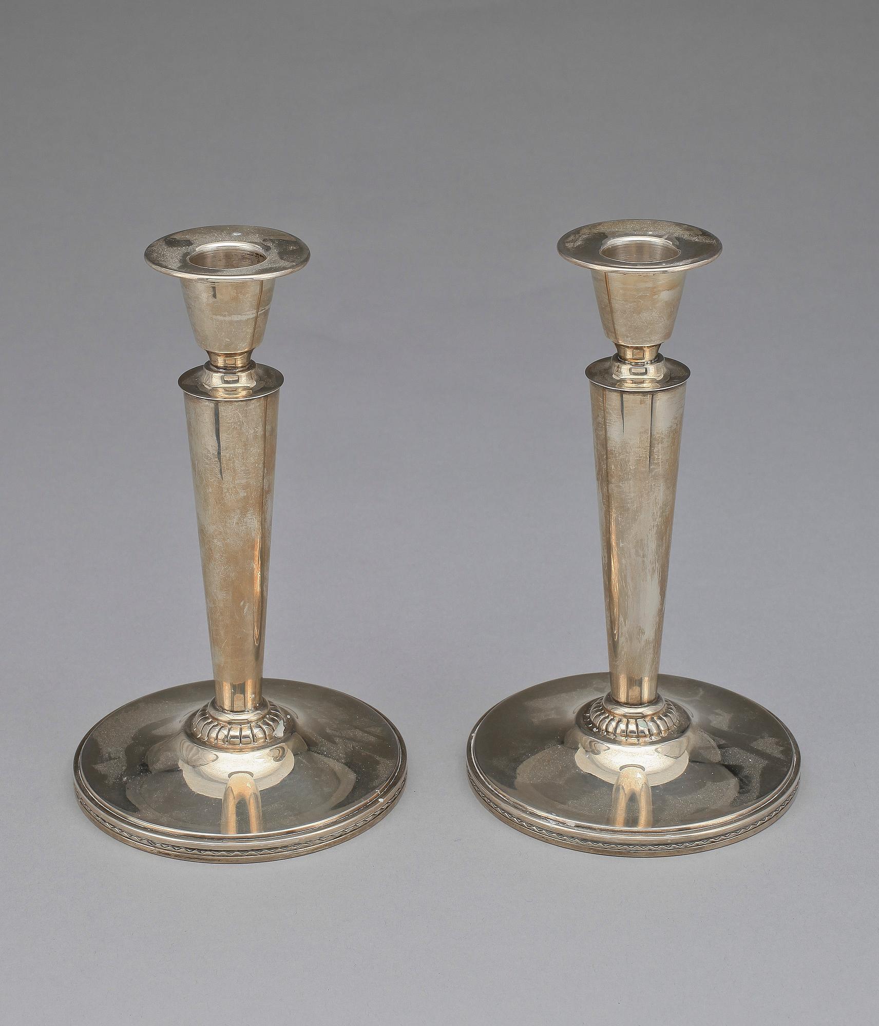LJUSSTAKAR, ett par, silver, Eric Råström för Råströms Silver & Nysilverfabrik, Stockholm 1961. Tot vikt ca 366 g.
