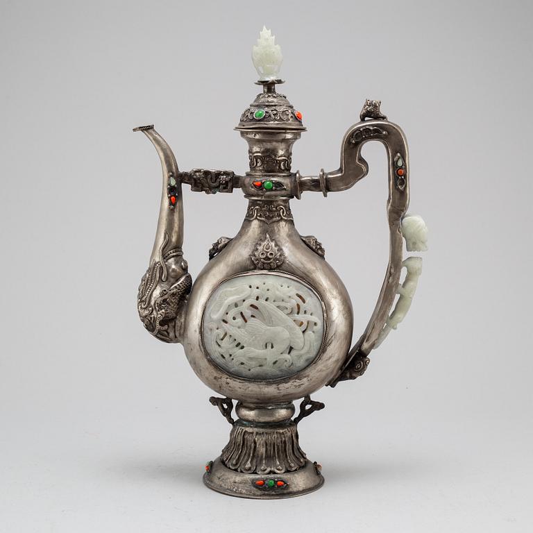 A large tibetan style ewer, China, modern manufactory.