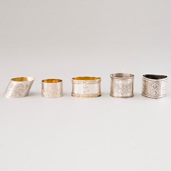 LAUTASLIINARENKAITA, 10 kpl, hopeaa, Suomi, Venäjä ja Viro, 1800- ja 1900-luku.