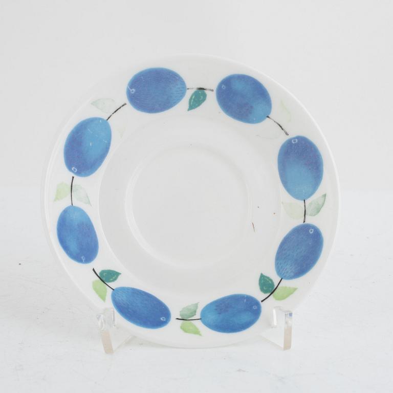 Stig Lindberg, elevens bone chian coffee cups with saucers, "Prunus", Gustavsberg, Sweden.