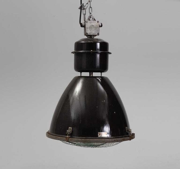 A mid 20th century metal ceiling light. Height ca 80 cm.