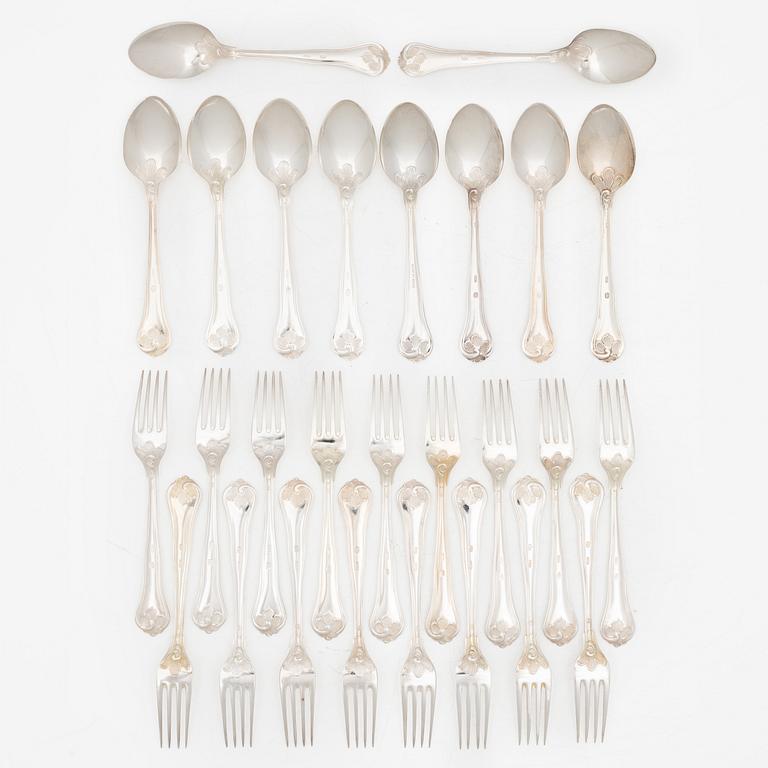 Cutlery, 17 pieces, silver, “Sachsisk”, Cohr, Denmark, Swedish import mark.