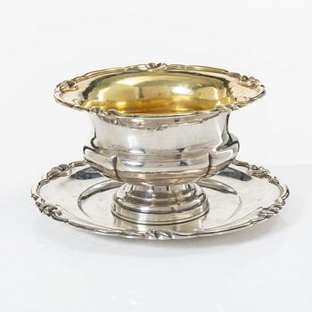 Gustaf Möllenborg, Gravy boat with tray, silver, Stockholm 1849.