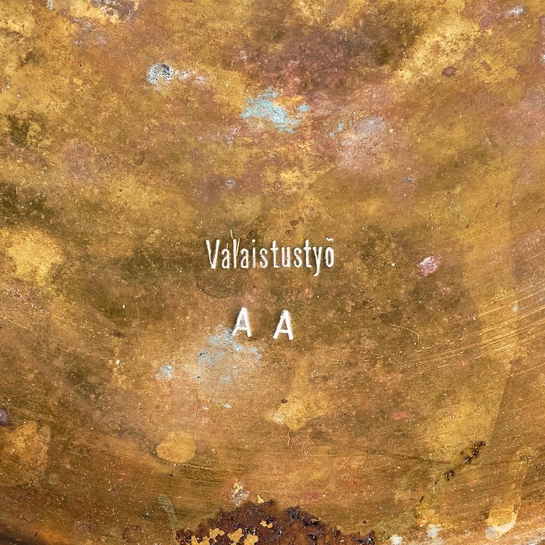 Alvar Aalto, a brass and leather ashtray, Valaistustyö, Finland.