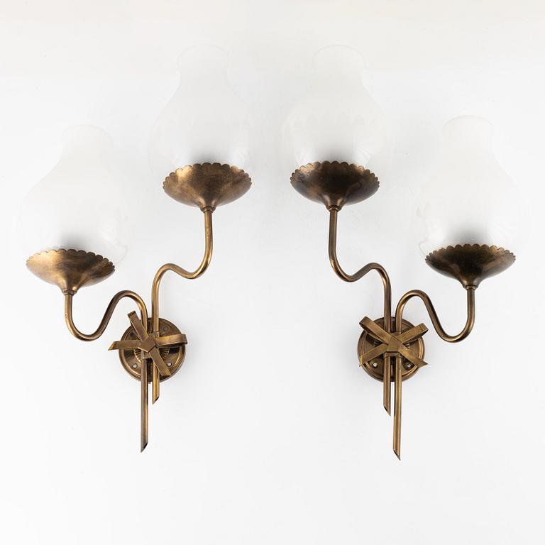 Harald Notini, wall lamps 1 pair, model "8589", Arvid Böhlmarks Lampfabrik, 1940s.