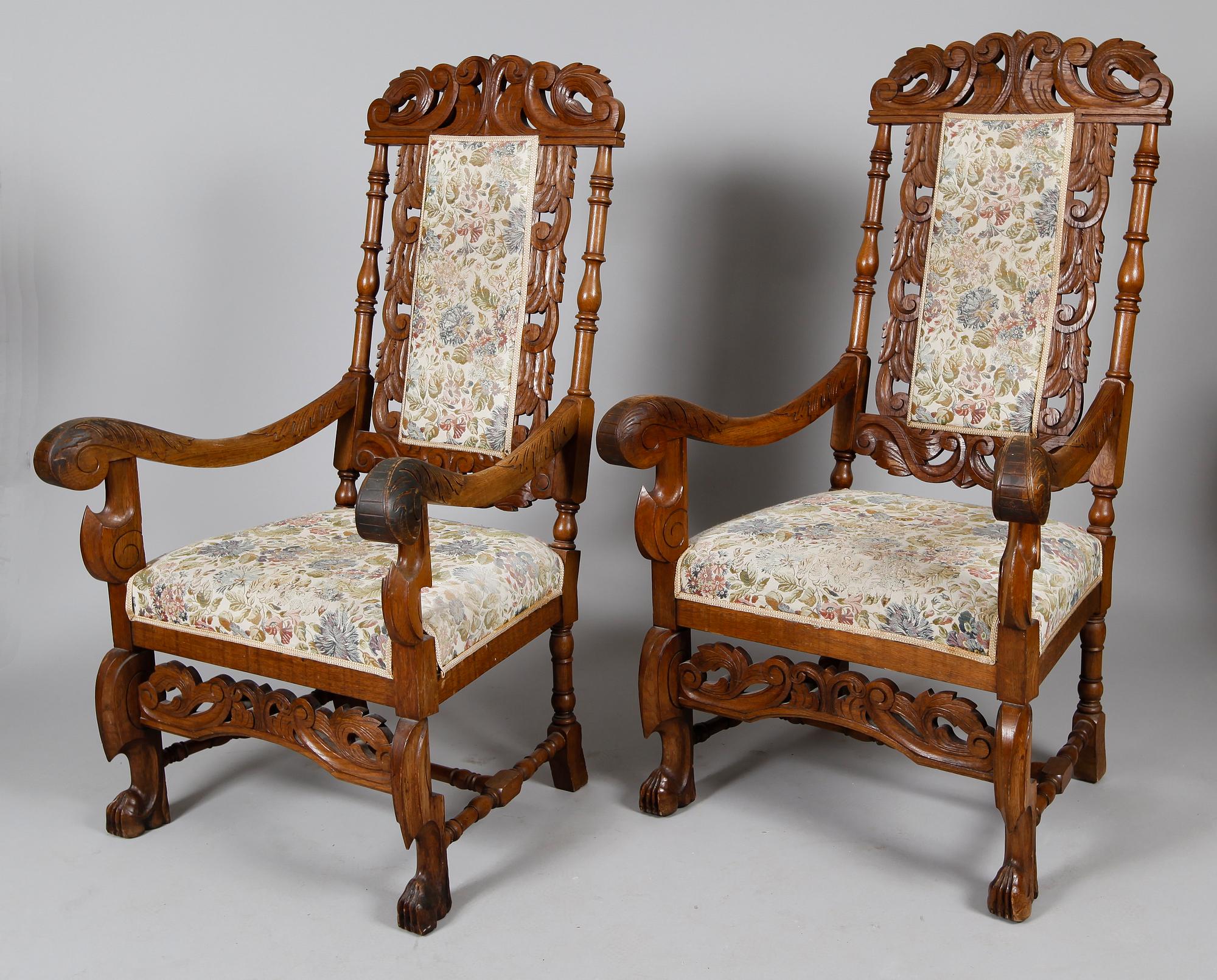KARMSTOLAR, 1 par, barockstil, sent 1800-tal.