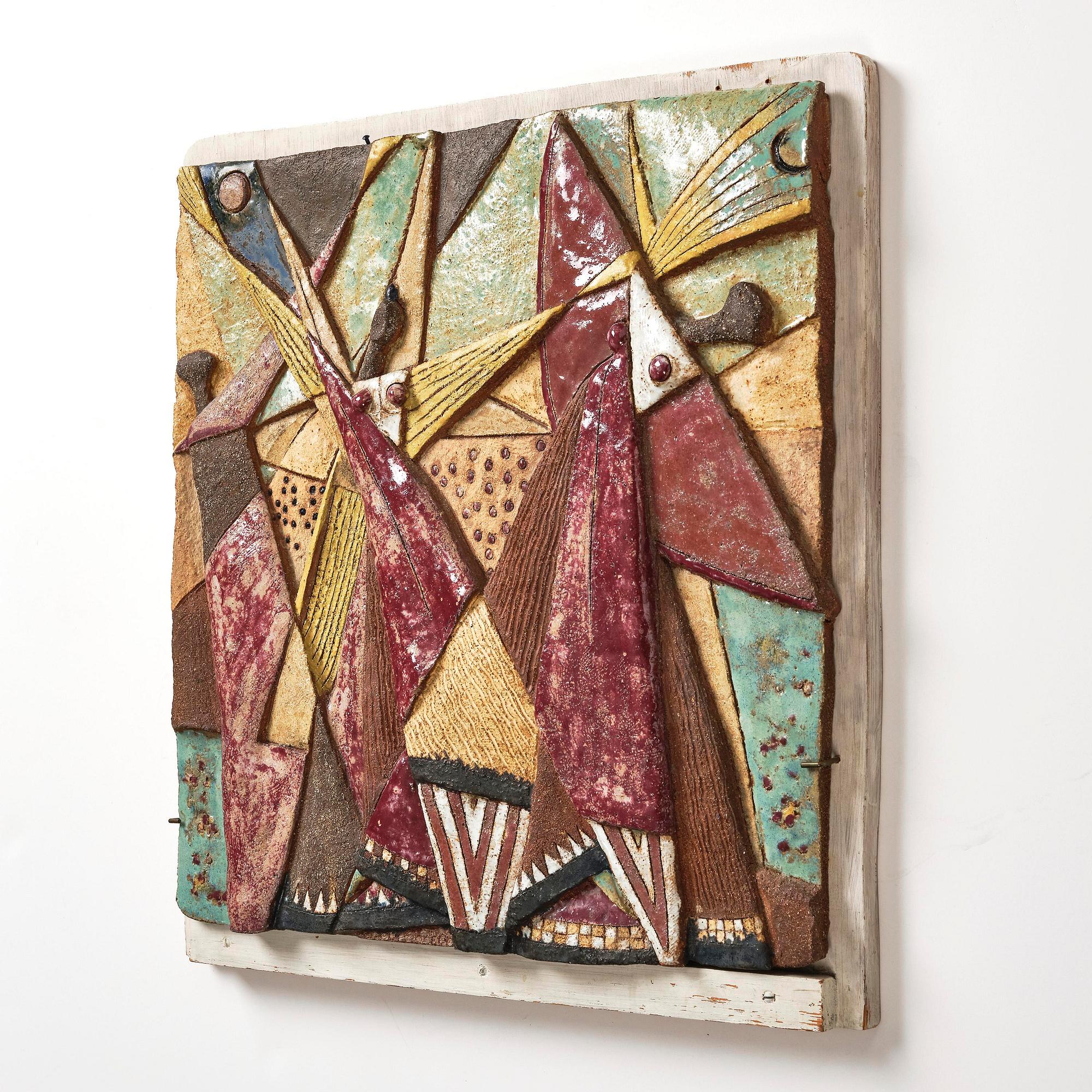 Tyra Lundgren, a stoneware wall sculpture, "Abstrakt", own studio, Bredkvie, Gotland.