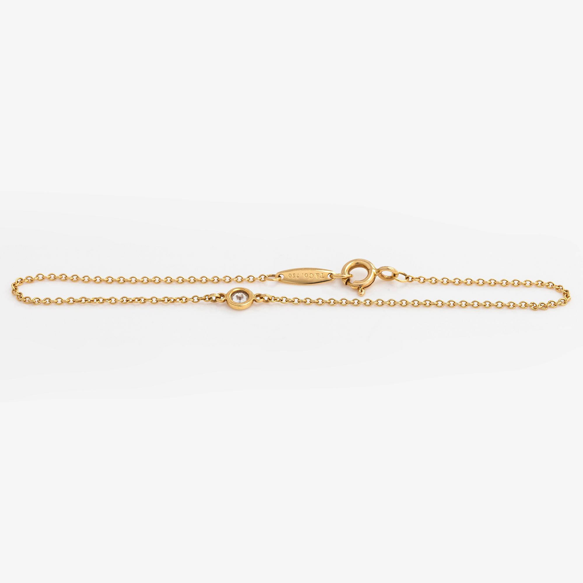 Tiffany & Co, Elsa Peretti, armband, "Diamonds by the Yard", 18K guld med en diamant ca 0.08 ct.
