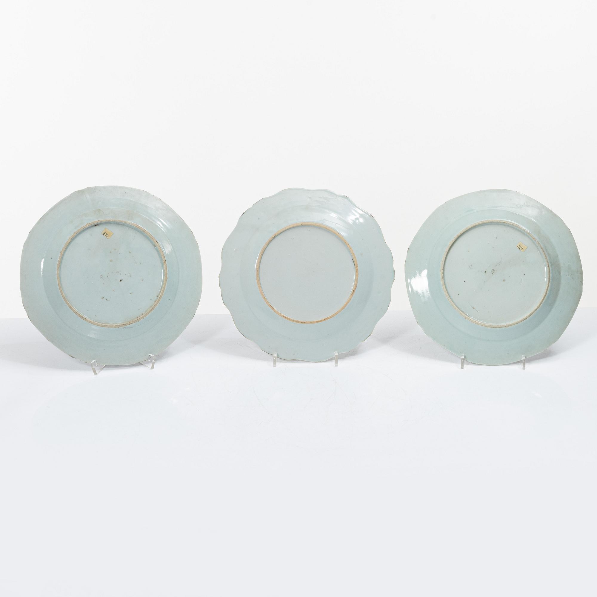 Nine blue and white porcelain plates, China, Qianlong (1736-95).
