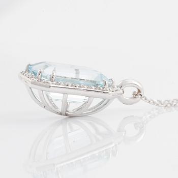 Aquamarine and brilliant cut diamond necklace.