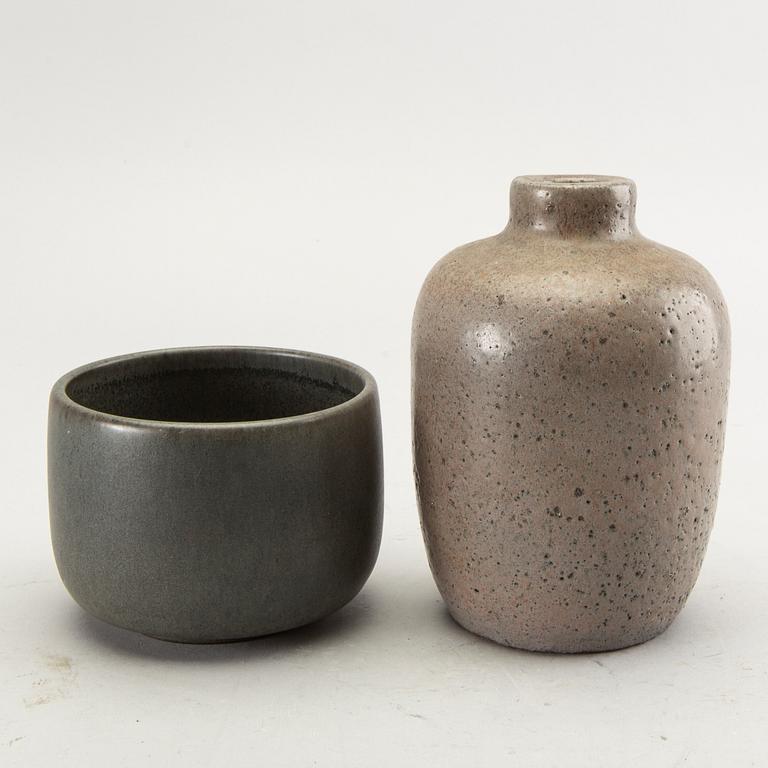 Åke Holm, a stonewear vase and a bowl, Höganäs.