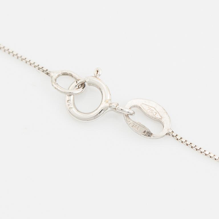 Collier, med fasettslipad oval akvamarin  och briljantslipad diamant.