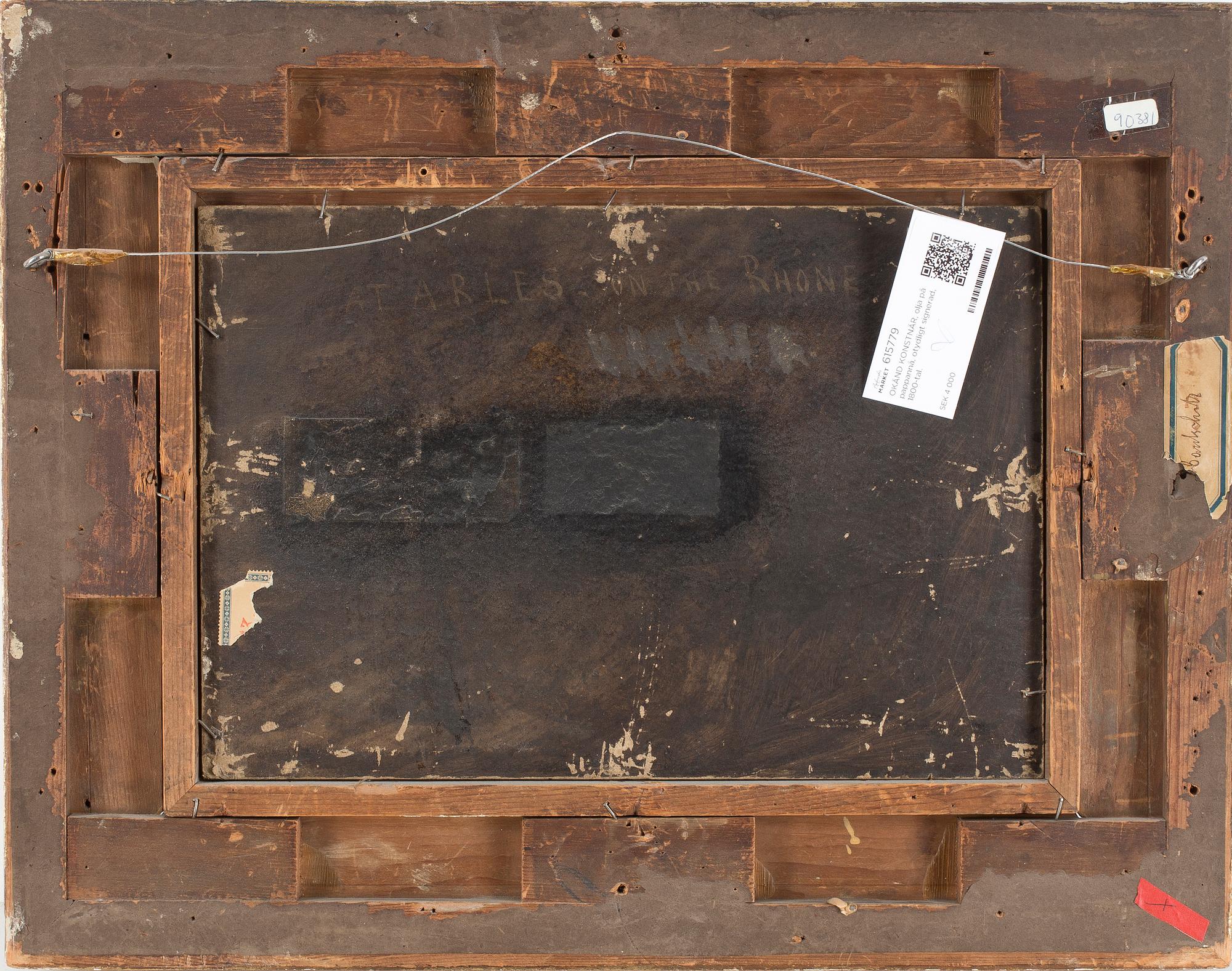 OKÄND KONSTNÄR, olja på pappannå, otydligt signerad, 1800-tal.