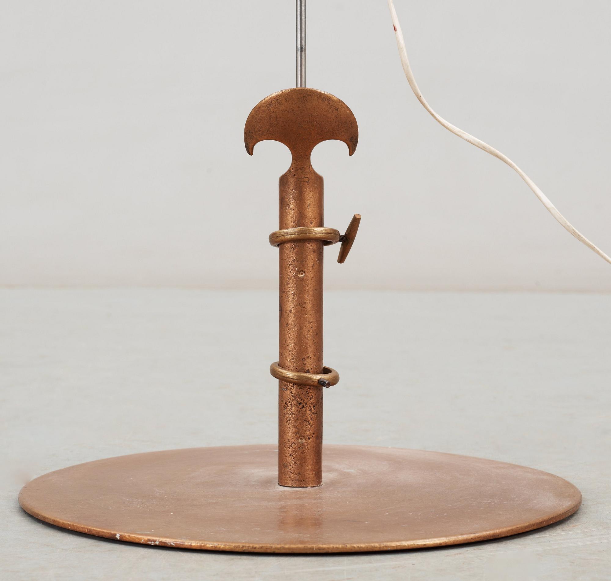 A Tore Ahlsén bronze and white metal floor lamp, 'Napoleon on the Nile', probably executed by NK, 1940's.