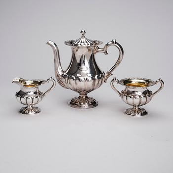 KAFFESERVIS, 3 delar, silver, Hopeatehdas, Helsingfors 1951. Tot. vikt ca 1168 g.