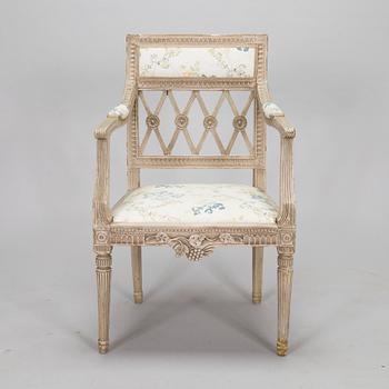 A Swedish open armchair, signed NTS (Nils Tohrsson, (Ingemantorp, Lindome 1779-1848).