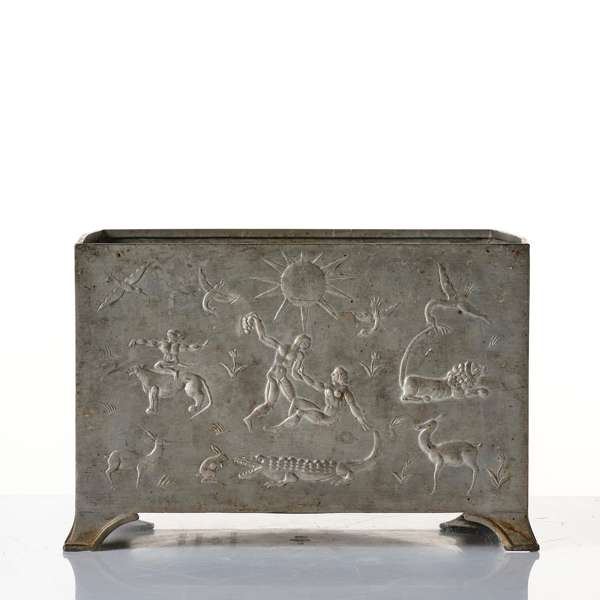 Nils Fougstedt, a pewter jardiniere, Svenskt Tenn, Stockholm, Sweden 1928.