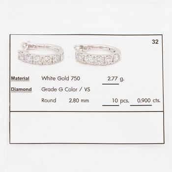 Earrings, 18K white gold set with brilliant-cut diamonds.