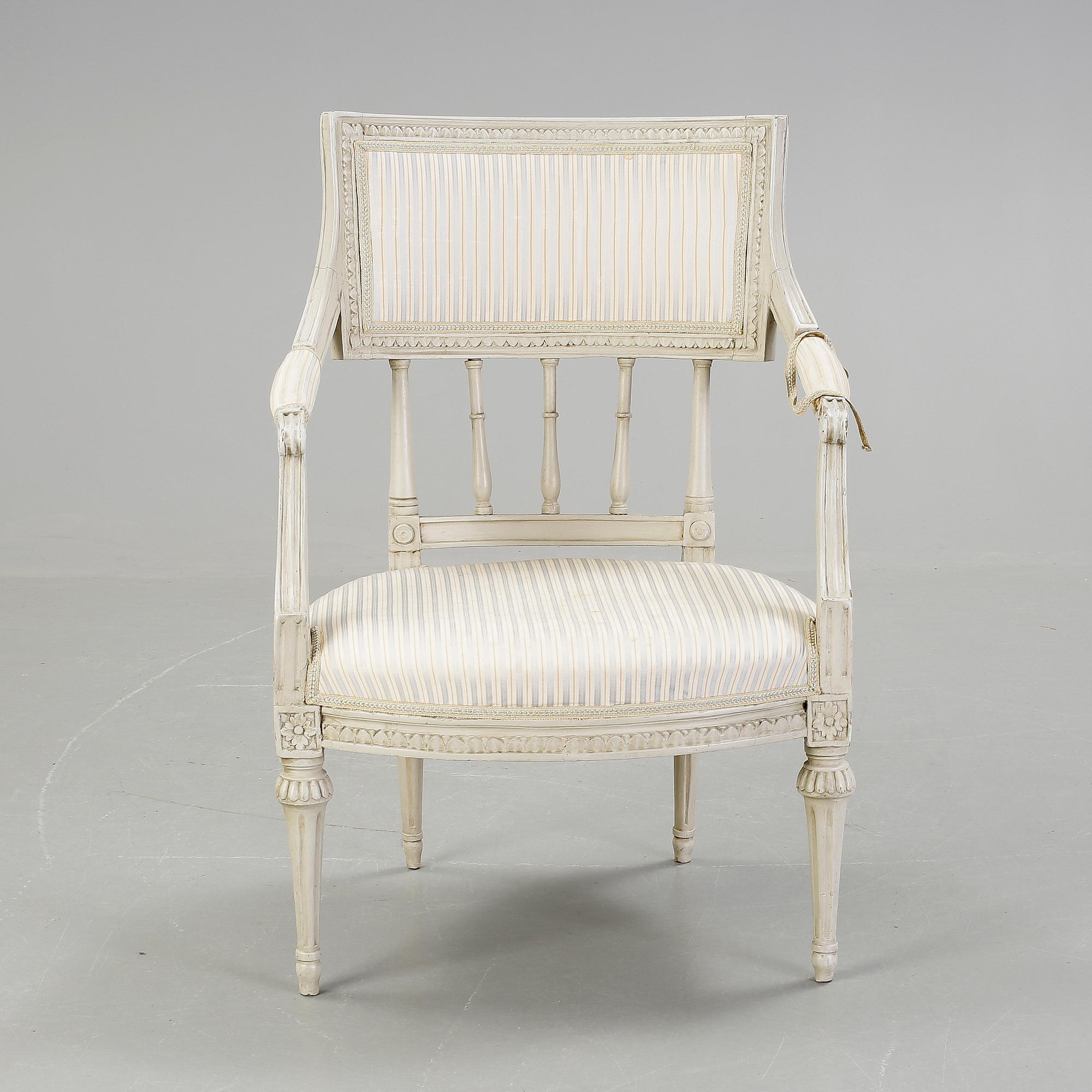 KARMSTOL, gustavianskt Stockholmsarbete, 1700-talets slut.