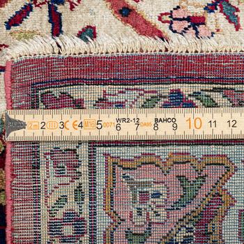 An antique silk Keshan of 'Arabesque' design, Central Persia, c. 410 x 297 cm.