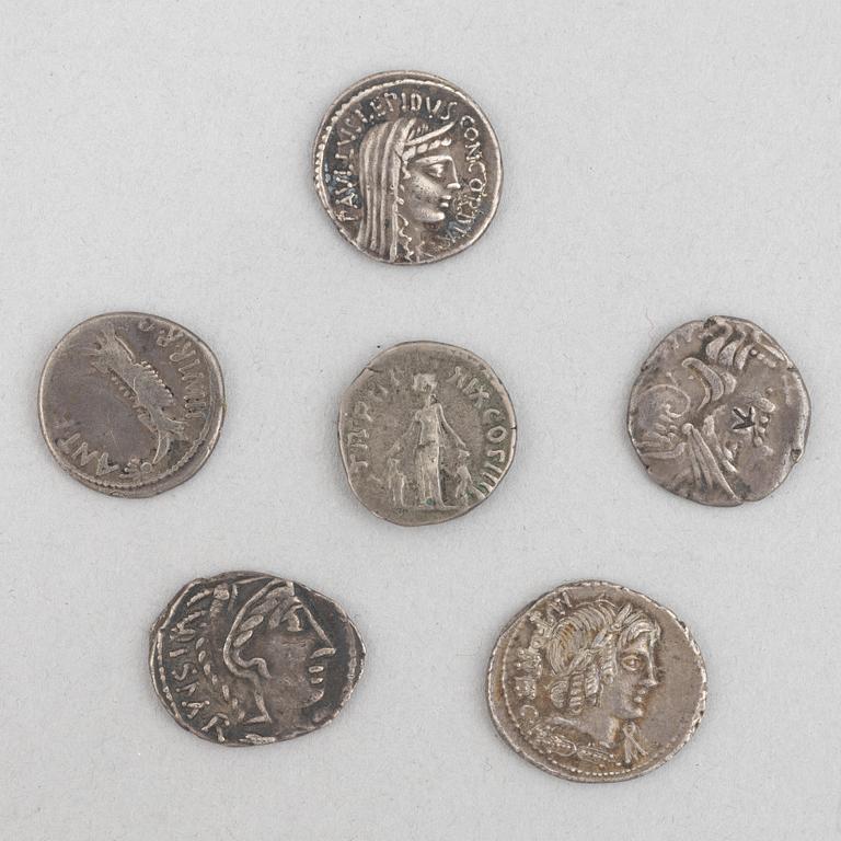 Roman silver coins 6 Denarii.