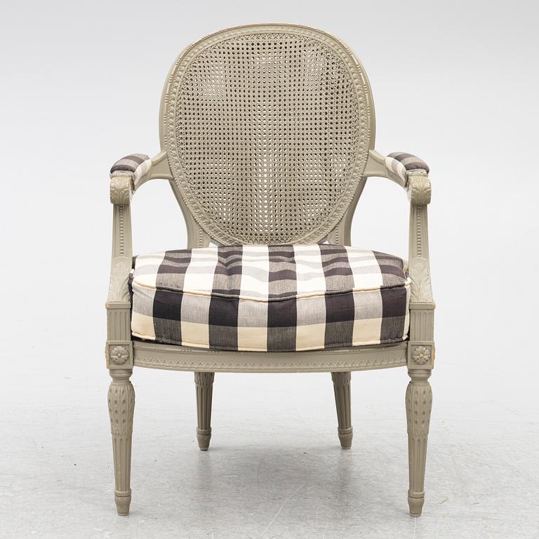 Salongsmöbel, 6 delar, gustaviansk stil, 1900-tal.