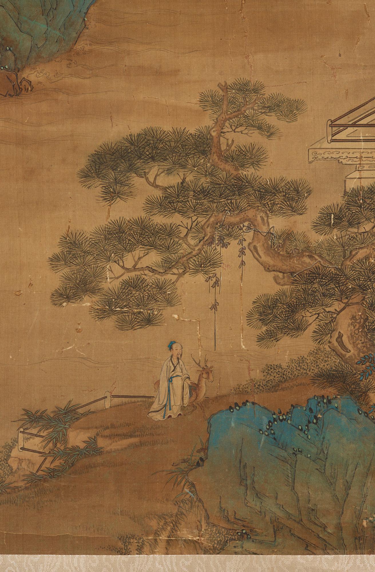 RULLMÅLNING, bergslandskap i Qiu Ying's stil (c.1494-1551).