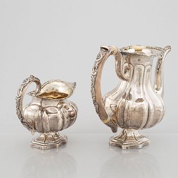 A Russian Silver Coffee Pot and Creamer, mark of Adolf Sper, St Petersburg 1839-1840.