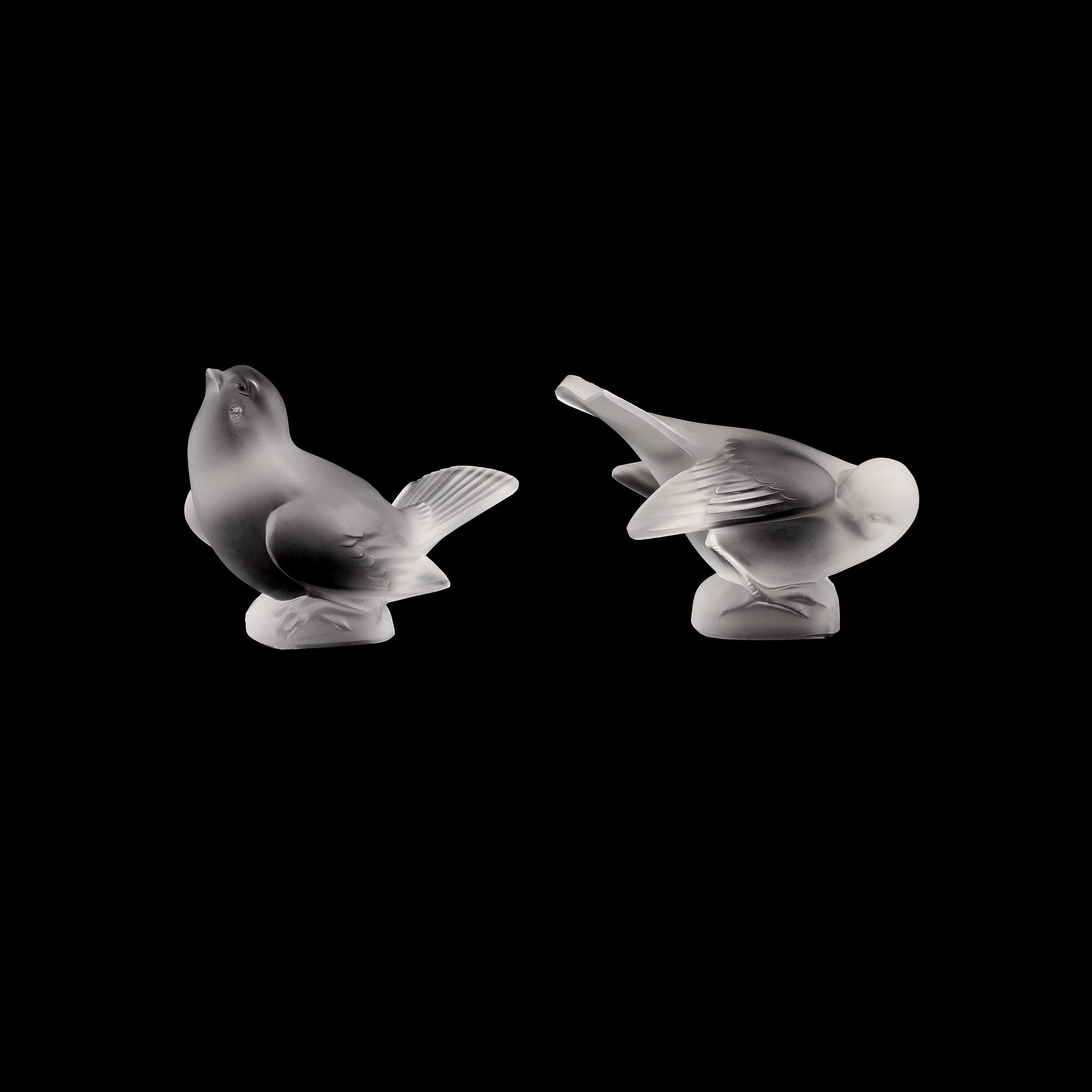 FIGURINER, 2 st, glas, Lalique, Frankrike, 1900-talets andra hälft.