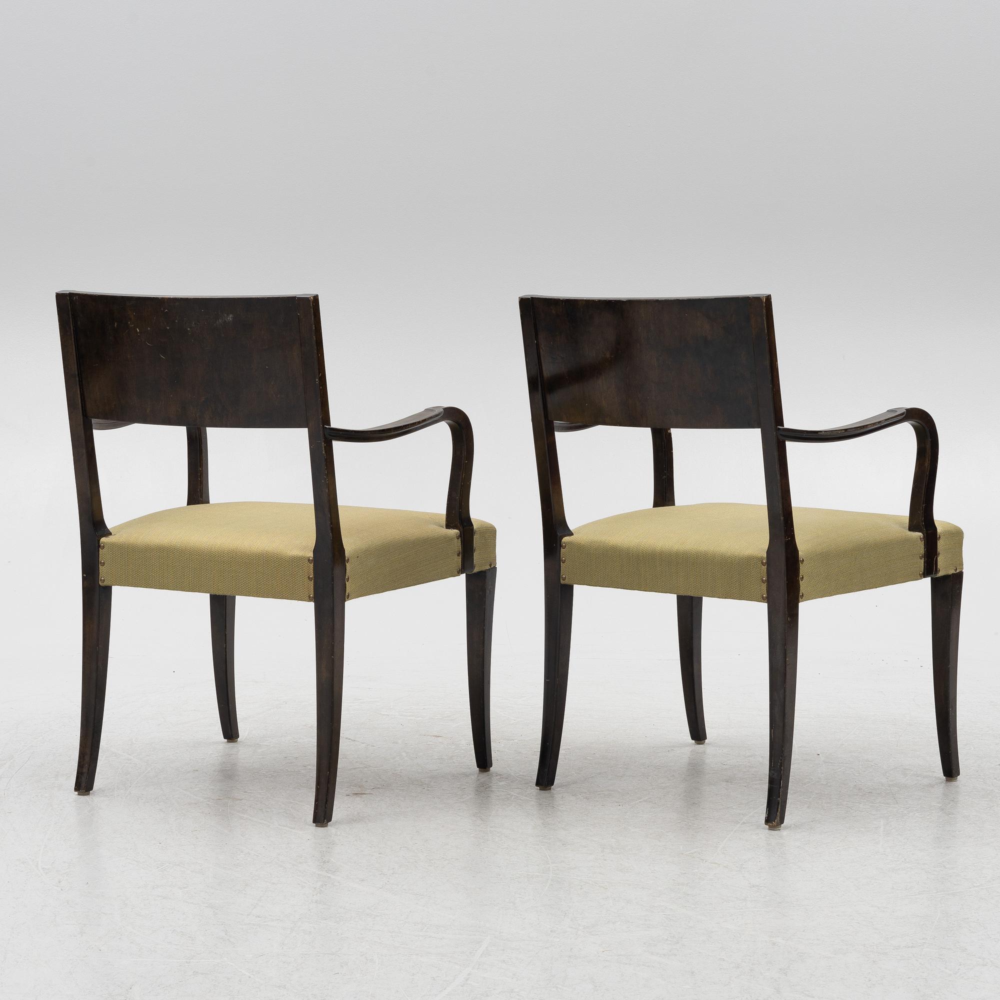 A pair of 'Rosenborg' Swedish Grace armchairs, Seffle Möbelfabrik, 1920s/30s.
