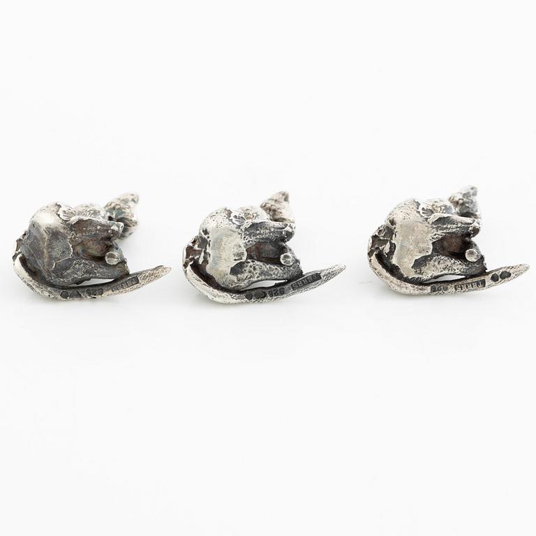 PA Lundahl-Terrs, figurines/pendants, eleven pieces, silver, in the form of animals.