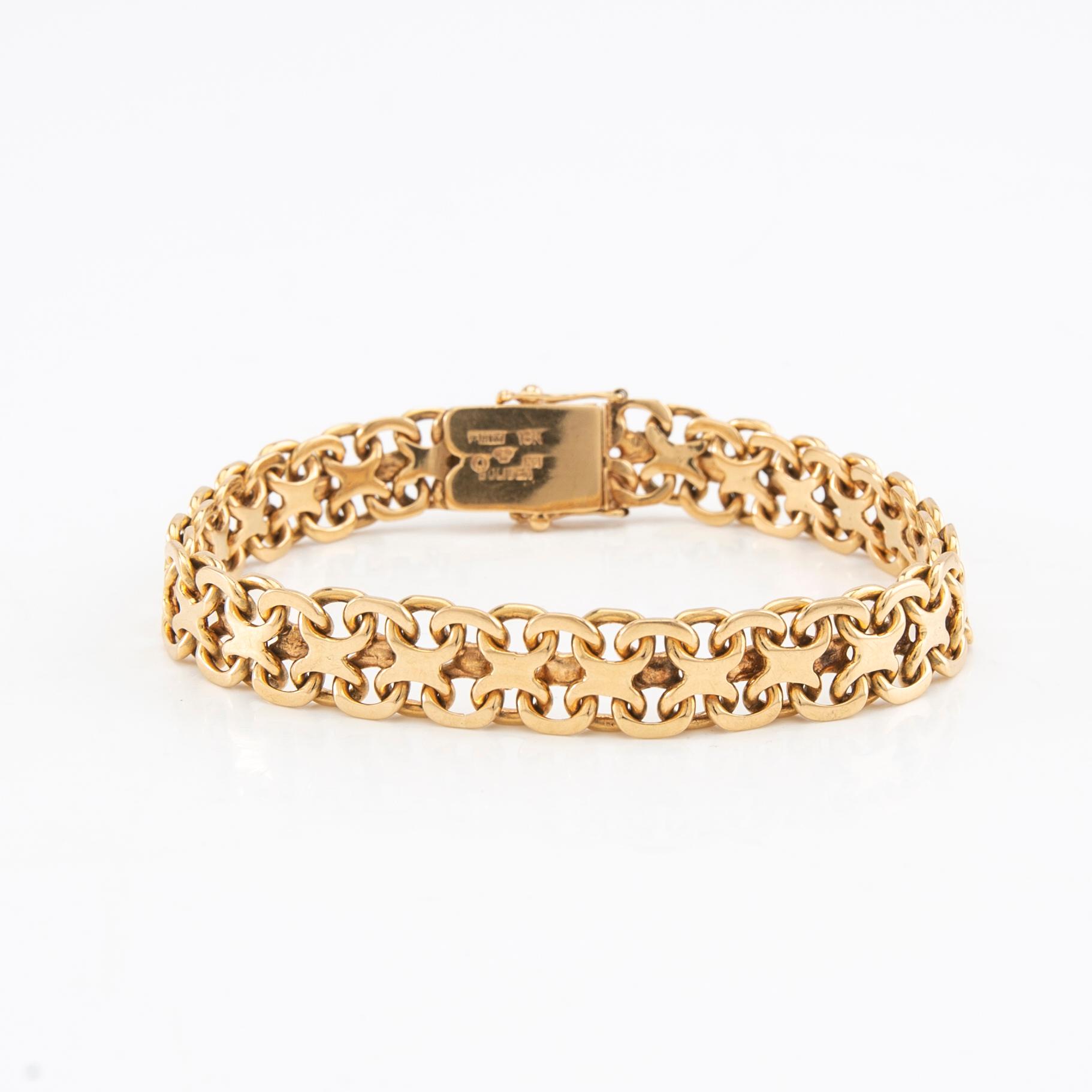 Bracelet X-link 18K gold, Erik Wahlbeck Stockholm 1948.