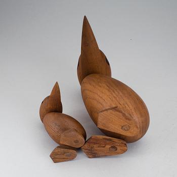 Two wodden figurines by Hans Bölling, Denmark, 1950/60s.