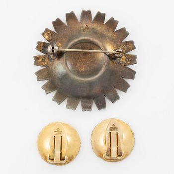 A brooch and a pair of earrings "Daisy", Anton Michelsen.