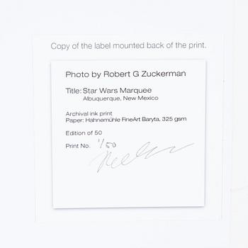 Robert Zuckerman, Photograph, numbered 1/50, signed.