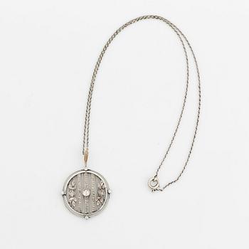 Hänge platina och 14K guld med gammal- och rosenslipade diamanter.