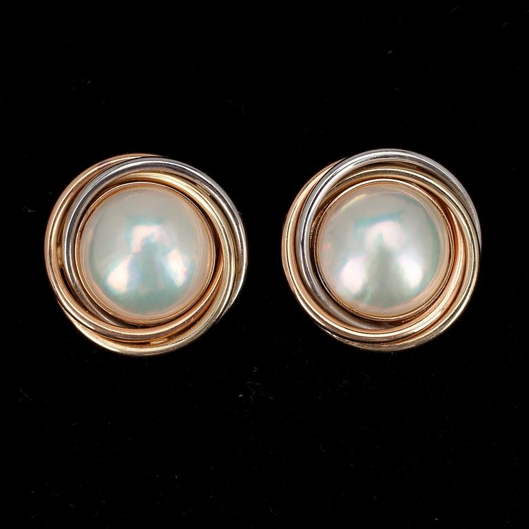 ÖRHÄNGEN, guld 14K, mabé pärlor.