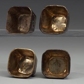 A set of four 'lac-burgauté cups, Qing dynasty, 18th Century.