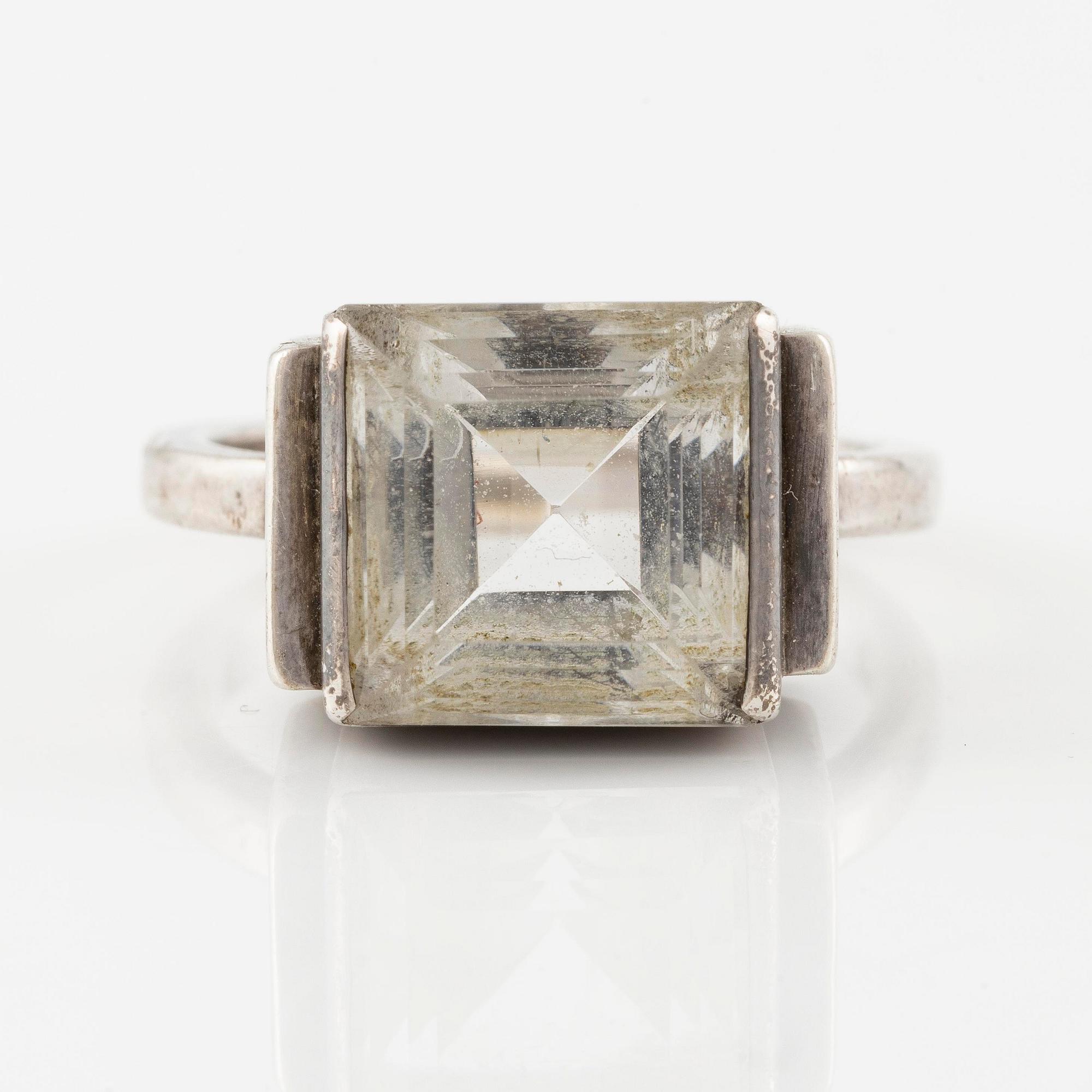 ring, sterling silver with rock crystal. Lund 1938.