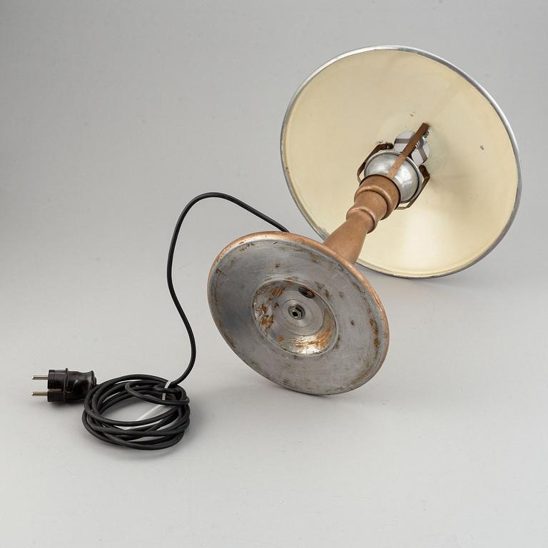 An aluminium table light, 20th Century.