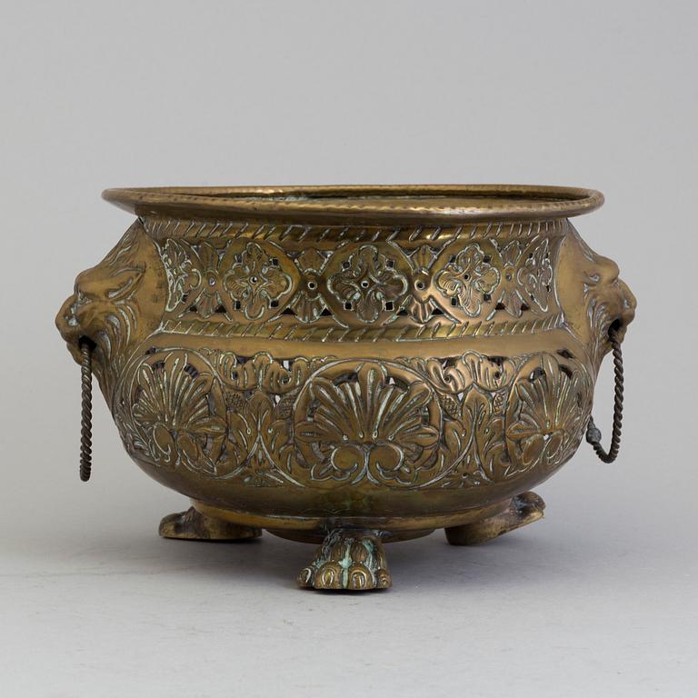 A 18th/19th century brass flower pot.