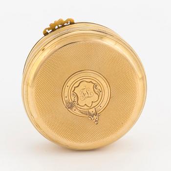 PILLERASK, 18 k guld, omkring år 1900.