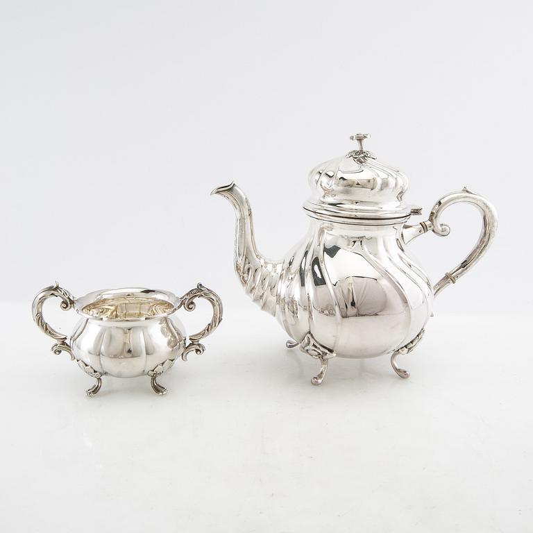 Coffee service 4 dlr by Cohr Denmark Rococo style silver-plated early/mid 20th century.